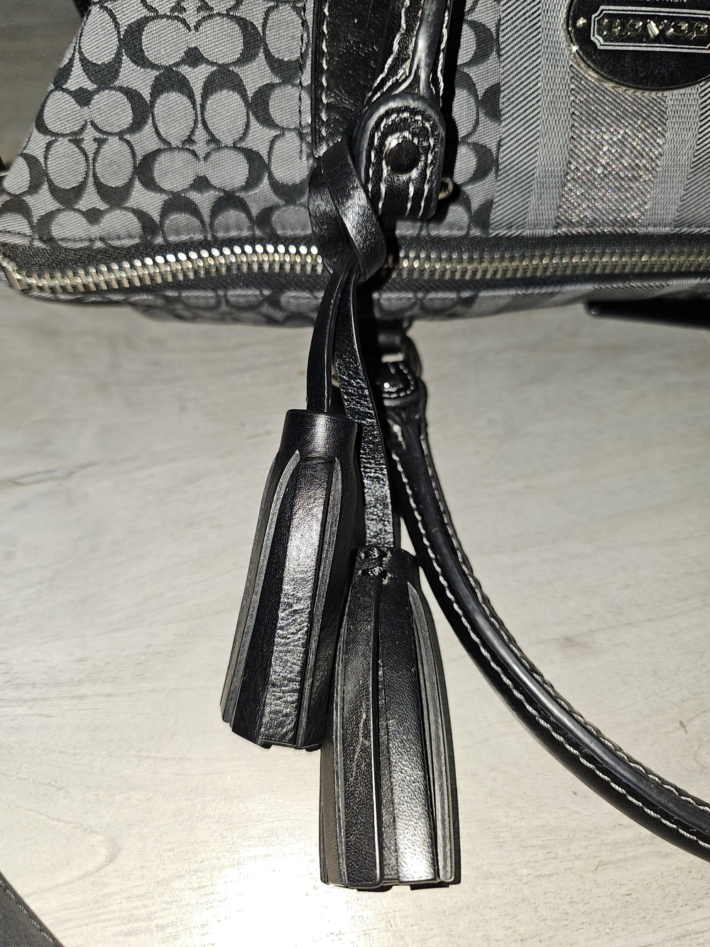 Coach Signature Legacy Stripe Molly Satchel with Tassel - Picture 8 of 14